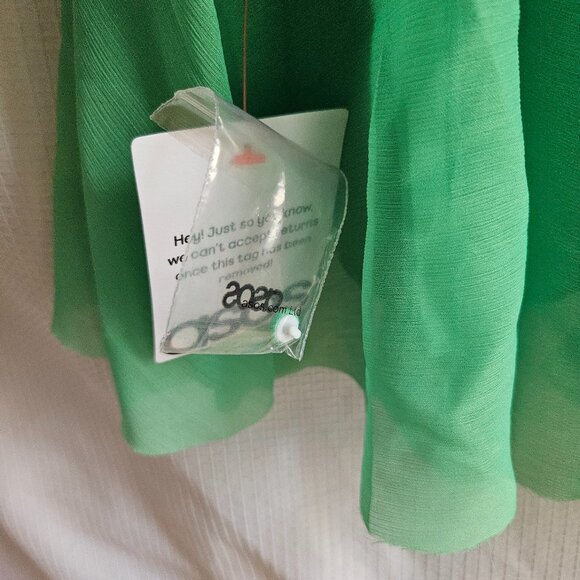 ASOS DESIGN cape overlay ruffle bias maxi dress in bright green - Picture 6 of 11